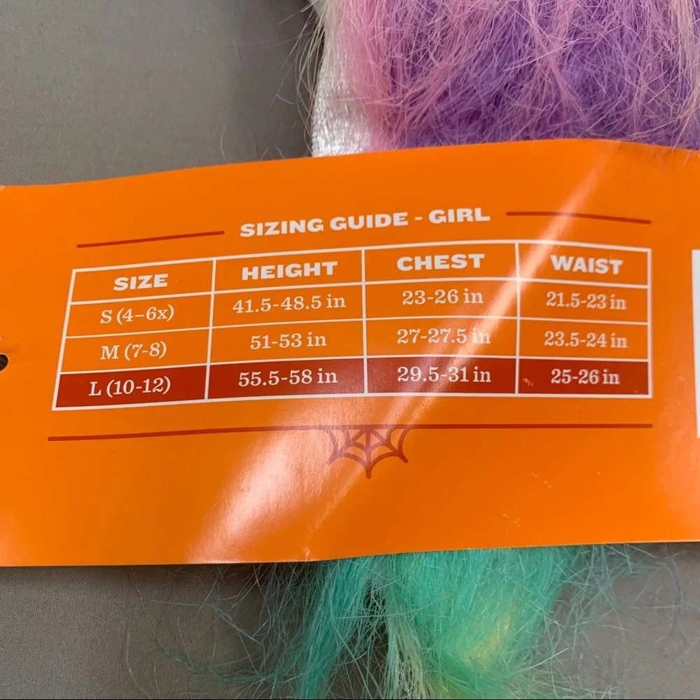 Girls RAINBOW UNICORN PEGASUS dress costume, girls L 10-12.